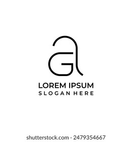 Monograma del logotipo de la letra ag, logotipo de la letra a combinado con estilo de arte de la línea de la letra g