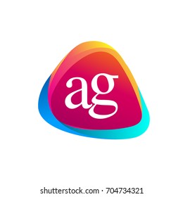 Letter AG logo in triangle shape and colorful background, letter combination logo design for company identity.