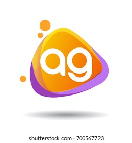 Letter AG logo in triangle splash and colorful background, letter combination logo design for creative industry, web, business and company.