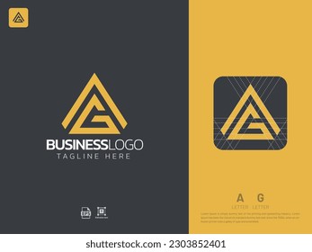 Letter AG monogram initial logo, geometric, modern, gradient, grid logo