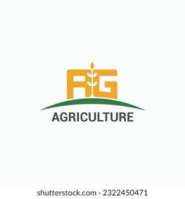 Letter AG monogram with plant leaf, agriculture logo design concept. Vector illustration