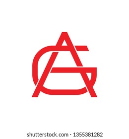 letter ag triangle linked line logo vector