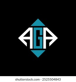 letra AGA cuadrado logo diseño Ilustración vectorial Plantilla. Diseño de logotipo de diamante rectángulo AGA.
