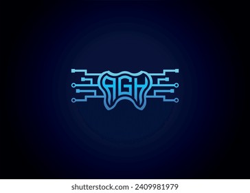 Letter AGH Modern Technology Vector Monogram Dental care shape Logo
