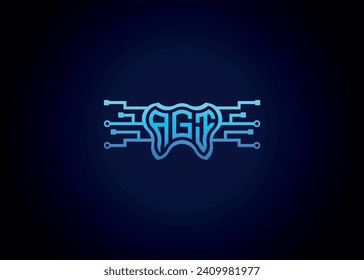 Letter AGI Modern Technology Vector Monogram Dental care shape Logo.