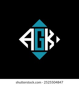 Buchstabe AGK quadratisches Logo Design, Vektorgrafik-Vorlage. AGK Rechteck Diamant-Logo-Design.

