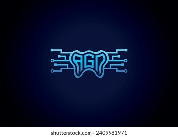 Letter AGN Modern Technology Vector Monogram Dental care shape Logo