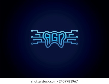 Letter AGO Modern Technology Vector Monogram Dental Care Form Logo.