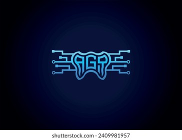 Letter AGQ Modern Technology Vector Monogram Dental care shape Logo.