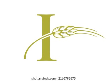 Letter I Agriculture Logo Farming Sign. Agriculture Logo With Alphabet I Template Vector Symbol