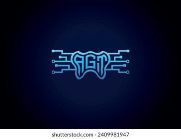 Letter AGT Modern Technology Vector Monogram Dental care shape Logo