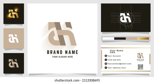 Logotipo de letra aH o logotipo de un monograma Hi con diseño de tarjeta de visita
