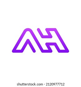 Diseño del logotipo de gradiente AH de la letra