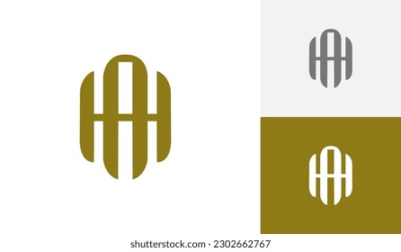 Letter AH or HA initial monogram logo design