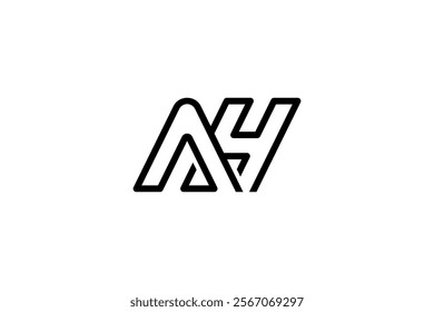 Letter AH or HA Logo Design Vector 