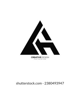 Letter Ah or Ha with triangle shapes alphabet modern unique monogram logo