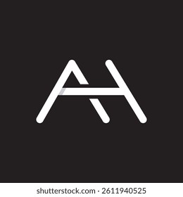 Letter AH line simple vector on black background, suitable for your company