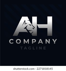 Letter AH Lion Head Initial Logo Design