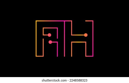 Letter AH logo design. AH logo monogram design vector