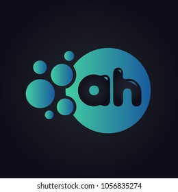 Letter AH Logo Design Vector Illustration with Blue Bubble Abstract.