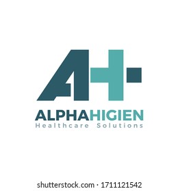 letter AH logo with a plus icon for the health service business
