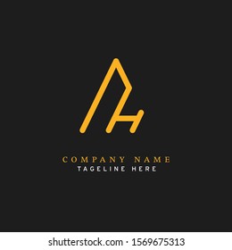 Letter AH logotype Monoline style, simple and elegant AH logo - Vector 
