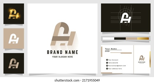 Letter AH or AT monogram logo with business card design