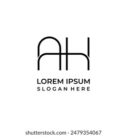 Letter ah monogram logo, letter a logo combined with letter h in line art style