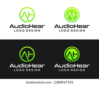 Letter AH monogram technology circle simple logo design.