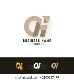 Letter aH- oder OH-Monogramm-Logo mit Gitterdesign