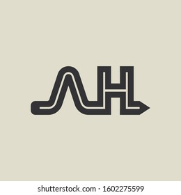 Letter AH pencil shape logo design. Link icon in flat style isolated on grey background. Graphic alphabet symbol for your corporate business identity, website, app, UI. Arts logo design inspiration.