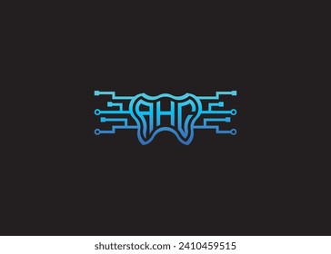 Letter AHC Modern Technology Vector Monogram Dental care shape Logo.