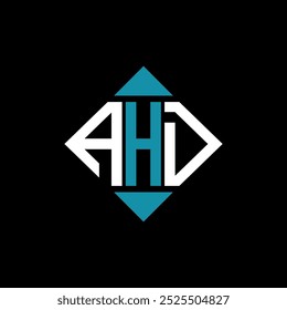 letter AHD square logo design vector illustration template. AHD rectangle diamond logo design.
