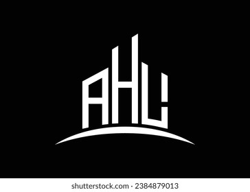 Letra modelo de diseño de logotipo de vector de construcción AHL. Construyendo el logotipo de Shape AHL.