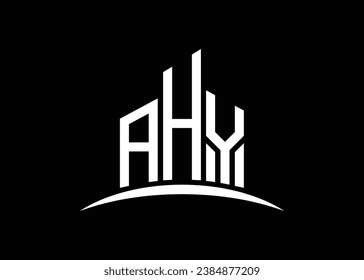 Letter AHY building vector monogram logo design template. Building Shape AHY logo.