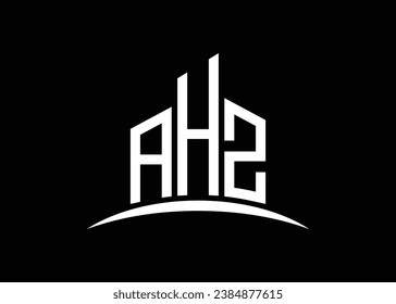 Letter AHZ building vector monogram logo design template. Building Shape AHZ logo.