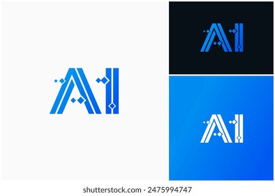 Ilustración futurista del diseño del logotipo del Vector de la Tecnología digital de AI