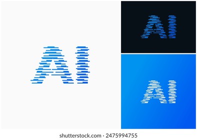 Letter AI Artificial Intelligence Futuristische Digital Technologie Vektorgrafik Logo Design Illustration