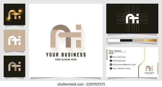 Letter Ai or ATi monogram logo with business card design
