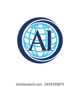 Letter AI Globe World simple creative design template