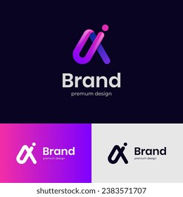 letter ai identity logo design with multicolor shape icon design element, minimalist style for business technology and company identity