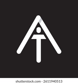 Letter AI line simple vector on black background, suitable for your company