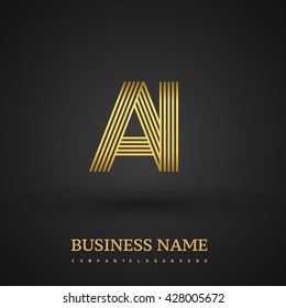 Letter AI linked logo design. Elegant golden colored symbol for your business or company identity.