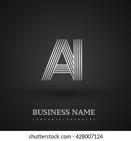 Letter AI linked logo design. Elegant silver colored symbol for your business or company identity.