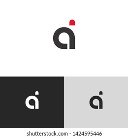 Letter ai linked lowercase logo design template elements. Isolated on white black grey background. Suitable for business, consulting group company.