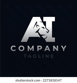 Letter AI Lion Head Initial Logo Design