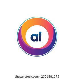 Letter AI logo with colorful circle, letter combination logo design with ring, circle object for creative industry, web, business and company.