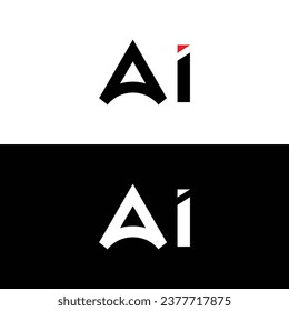 Letter AI Logo Design. Black and White Logo. Usable for Business Logos. Flat Vector Logo Design Template