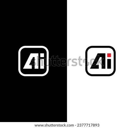 Letter AI Logo Design. Black and White Logo. Usable for Business Logos. Flat Vector Logo Design Template