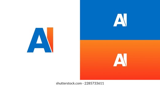 letter AI logo gradient blue orange vector